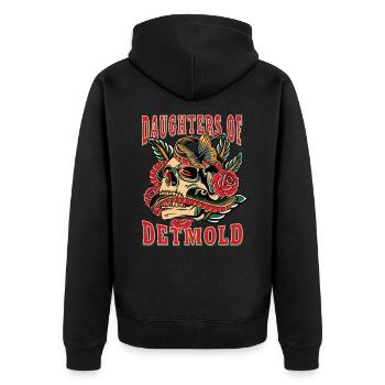 Detmold Frau Geschenk daughters of Detmold Frauen - Unisex Premium Bio Zip Hoodie - Schwarz - Hinten - Nico (187cm)