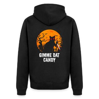 Gimme Dat Candy Katze Gruseliges Halloween - Unisex Premium Bio Zip Hoodie - Schwarz - Hinten - Nico (187cm)