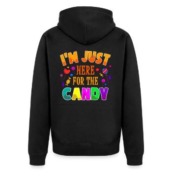 I'm Just Here For The Candy Sweets Halloween - Unisex Premium Organic Zip Hoodie - black - Back - Nico (187cm)