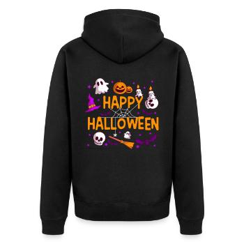 Happy Halloween Pumpkin Lantern Ghost Ghost - Unisex Premium Organic Zip Hoodie - black - Back - Nico (187cm)