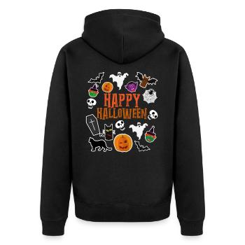 Happy Halloween Pumpkin Lantern Ghost Ghost - Unisex Premium Organic Zip Hoodie - black - Back - Nico (187cm)