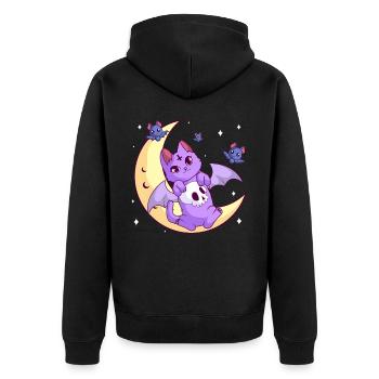 Kawaii Pastel Goth Moon Chat Gothique Halloween - Veste à capuche bio Premium Unisexe - noir - Dos - Nico (187cm)