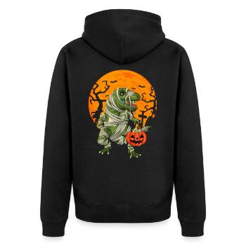 Mummy T-rex Dinosaur Tyrannosaurus Halloween - Unisex Premium Organic Zip Hoodie - black - Back - Nico (187cm)