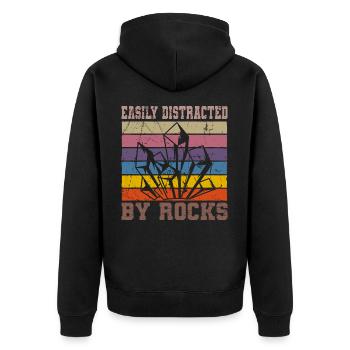 Vintage Retro Geologe Kristall Stein Sammler - Unisex Premium Bio Zip Hoodie - Schwarz - Hinten - Nico (187cm)