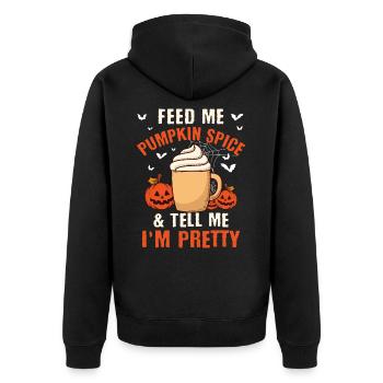 Pumpkin Spice Kaffee Kürbis Herbst Halloween - Unisex Premium Bio Zip Hoodie - Schwarz - Hinten - Nico (187cm)