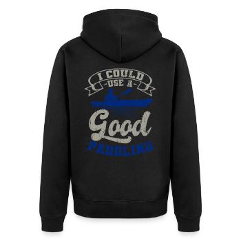 Paddeln Kajak Kanu Fahren Boot Wassersport Rafting - Unisex Premium Bio Zip Hoodie - Schwarz - Hinten - Nico (187cm)