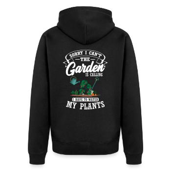 Le jardin appelle les plantes à fleurs de jardinier - Veste à capuche bio Premium Unisexe - noir - Dos - Nico (187cm)
