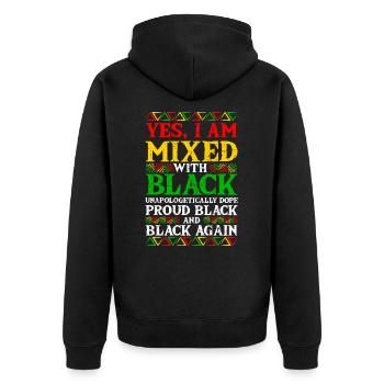 Black History Month Mixed Black Juneteenth - Unisex Premium Bio Zip Hoodie - Schwarz - Hinten - Nico (187cm)