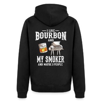 Ich Mag Bourbon Whiskey Smoker Grill Bbq Griller - Unisex Premium Bio Zip Hoodie - Schwarz - Hinten - Nico (187cm)