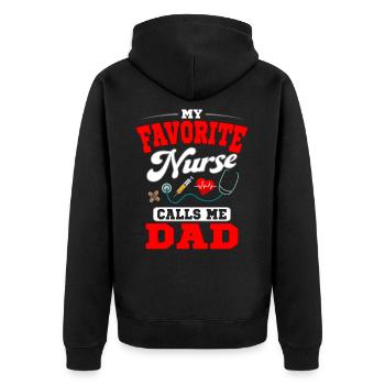 L’infirmière m’appelle Papa Père Stéthoscope - Veste à capuche bio Premium Unisexe - noir - Dos - Nico (187cm)