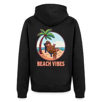 Beach Vibes Bigfoot Summer Holidays Sasquatch - Unisex Premium Organic Zip Hoodie - black - Back - Nico (187cm)