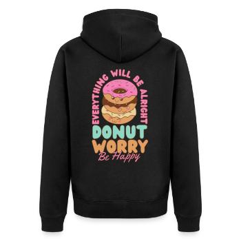 Donut Worry be happy Donut kawaii - Veste à capuche bio Premium Unisexe - noir - Dos - Nico (187cm)