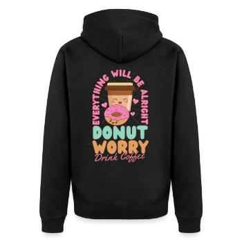 Donut Worry boire du café Donut kawaii - Veste à capuche bio Premium Unisexe - noir - Dos - Nico (187cm)