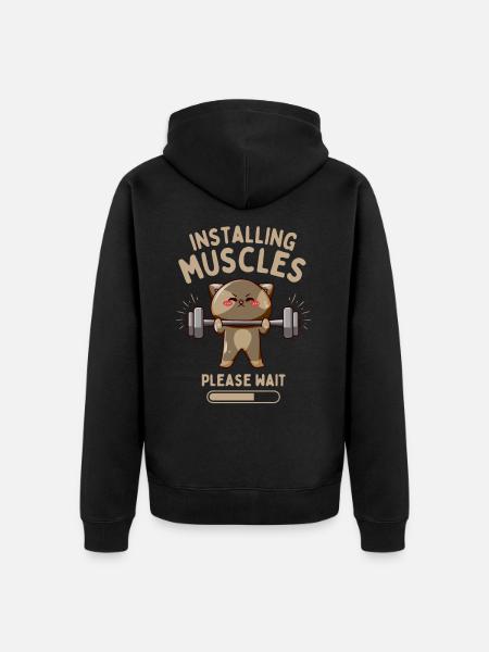 Funny Cat Fitness Krachttraining - Uniseks Premium bio ziphoodie - zwart