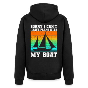 Ich Habe Pläne Mit Meinem Boot Bootfahren Schiff - Unisex Premium Bio Zip Hoodie - Schwarz - Hinten - Nico (187cm)
