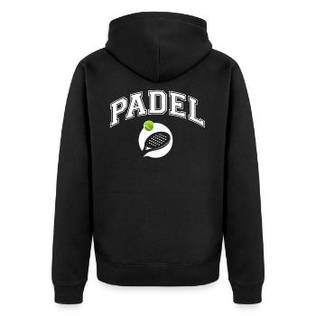 Padel - Geschenk für Padelspieler - Unisex Premium Bio Zip Hoodie - Schwarz - Hinten - Nico (187cm)