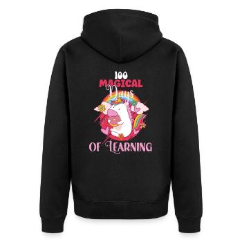 100 Magic Days 100th Day of School Unicorn - Unisex Premium Organic Zip Hoodie - black - Back - Nico (187cm)