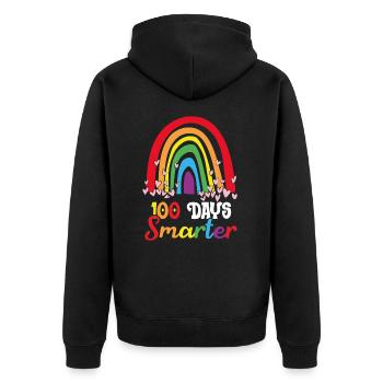 Rainbow 100 Days Smarter 100th Day Back To School - Unisex Premium Organic Zip Hoodie - black - Back - Nico (187cm)