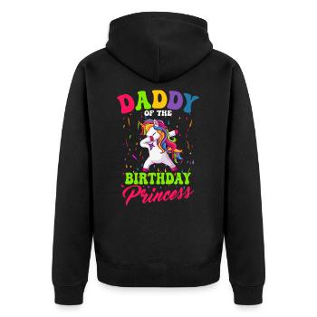 Papa Der Geburtstagsprinzessin Dabbing Einhorn - Unisex Premium Bio Zip Hoodie - Schwarz - Hinten - Nico (187cm)