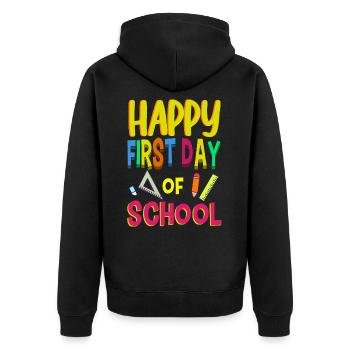 Happy First Day of School Back to School Teacher - Unisex Premium Bio Zip Hoodie - Schwarz - Hinten - Nico (187cm)