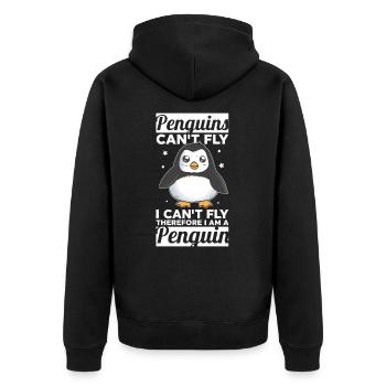 Penguins can't fly I'm a penguin - Unisex Premium Organic Zip Hoodie - black - Back - Nico (187cm)