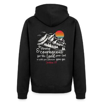 Jesus Christus - Christliches Shirt Bibelvers - Unisex Premium Bio Zip Hoodie - Schwarz - Hinten - Nico (187cm)