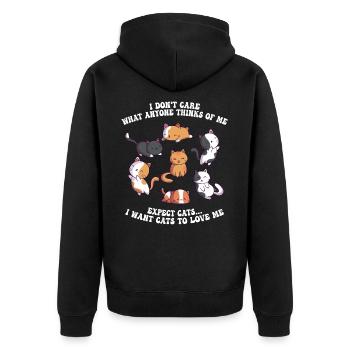 Funny Cat Saying Cats Mama Cat Kitten - Unisex Premium Organic Zip Hoodie - black - Back - Nico (187cm)