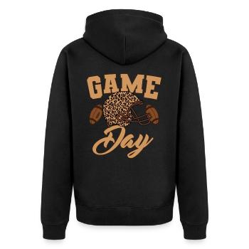 Jour de match Football Maman Messy Bun Léopard Maman - Veste à capuche bio Premium Unisexe - noir - Dos - Nico (187cm)