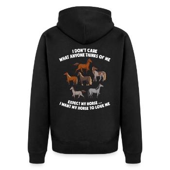 Je me fiche de ce que les gens pensent de moi Chevaux - Veste à capuche bio Premium Unisexe - noir - Dos - Nico (187cm)