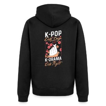 K-Pop Toute la Journée K-Drama Toute la nuit Corée Kawaii Anime - Veste à capuche bio Premium Unisexe - noir - Dos - Nico (187cm)