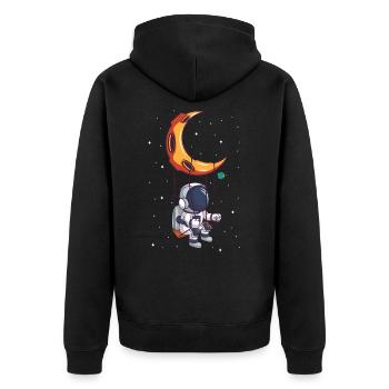 Un astronaute berce un astronome extraterrestre sur la lune - Veste à capuche bio Premium Unisexe - noir - Dos - Nico (187cm)
