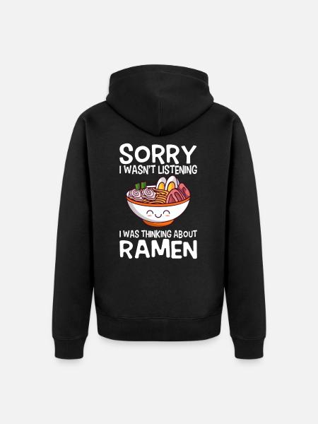 Kawaii Anime Japanese Korean Ramen Noodle Soup - Unisex Premium Organic Zip Hoodie - black