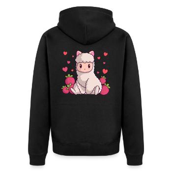 Lama fraise mignon Pas de lama Prob-lama Alpaga Lamas - Veste à capuche bio Premium Unisexe - noir - Dos - Nico (187cm)