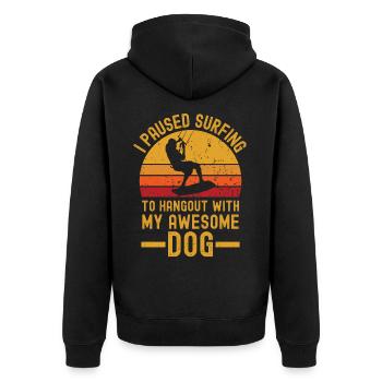 Kitesurf et chien rétro vintage - Veste à capuche bio Premium Unisexe - noir - Dos - Nico (187cm)