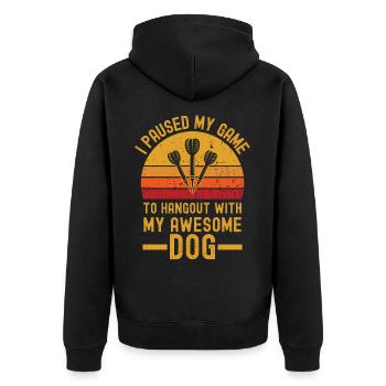 Dart et chien rétro vintage - Veste à capuche bio Premium Unisexe - noir - Dos - Nico (187cm)