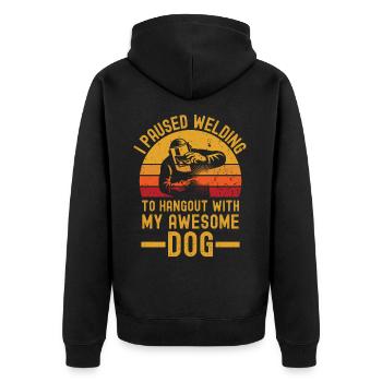 Welding and dog retro vintage - Unisex Premium Organic Zip Hoodie - black - Back - Nico (187cm)