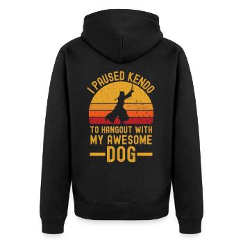 Kendo and dog retro vintage - Unisex Premium Organic Zip Hoodie - black - Back - Nico (187cm)