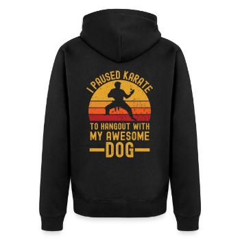 Karate und Hund retro vintage - Unisex Premium Bio Zip Hoodie - Schwarz - Hinten - Nico (187cm)