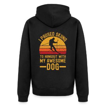 Ski et chien rétro vintage - Veste à capuche bio Premium Unisexe - noir - Dos - Nico (187cm)