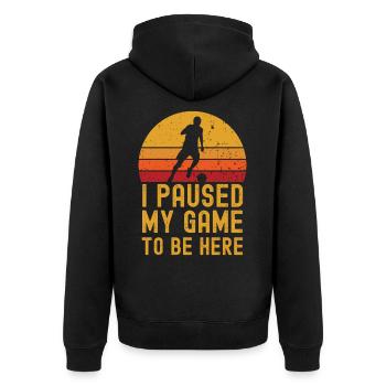Fußball retro vintage - Unisex Premium Bio Zip Hoodie - Schwarz - Hinten - Nico (187cm)
