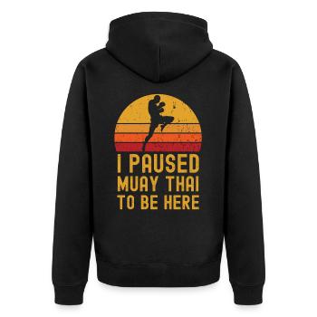 Muay Thai retro vintage - Unisex Premium Organic Zip Hoodie - black - Back - Nico (187cm)
