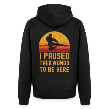 Taekwondo retro vintage - Unisex Premium Bio Zip Hoodie - Schwarz - Hinten - Nico (187cm)