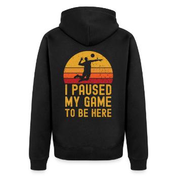Volleyball retro vintage - Unisex Premium Bio Zip Hoodie - Schwarz - Hinten - Nico (187cm)