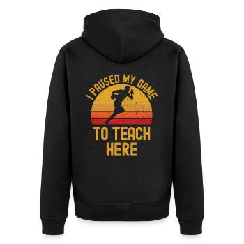 Rugby and teachers retro vintage - Unisex Premium Organic Zip Hoodie - black - Back - Nico (187cm)