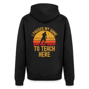 Fußball und Lehrer retro vintage - Unisex Premium Bio Zip Hoodie - Schwarz - Hinten - Nico (187cm)