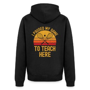 Squash and teacher retro vintage - Unisex Premium Organic Zip Hoodie - black - Back - Nico (187cm)