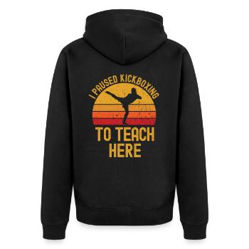 Kickboxen und Lehrer retro vintage - Unisex Premium Bio Zip Hoodie - Schwarz - Hinten - Nico (187cm)