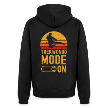 Taekwondo Mode on retro vintage - Unisex Premium Bio Zip Hoodie - Schwarz - Hinten - Nico (187cm)