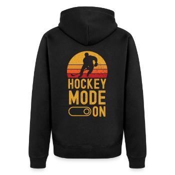 Eishockey Mode on retro vintage - Unisex Premium Bio Zip Hoodie - Schwarz - Hinten - Nico (187cm)