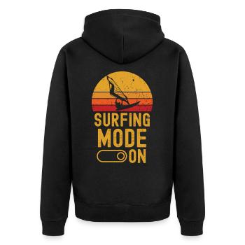 Windsurfen Mode on retro vintage - Unisex Premium Bio Zip Hoodie - Schwarz - Hinten - Nico (187cm)